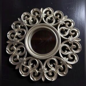 Small Champagne Silver Ornate Elegant Mirror